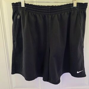 Nike Black Athletic Shorts with White Swoosh Size Large